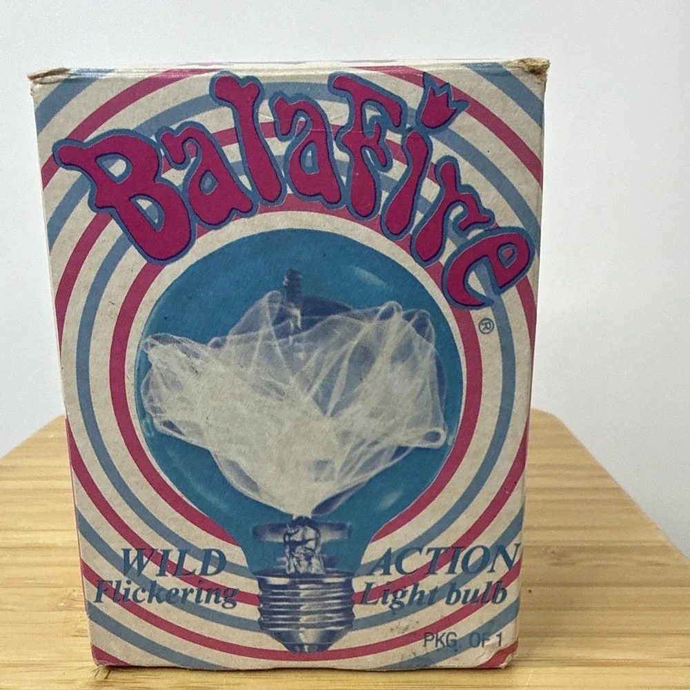 Vintage Balafire Flicker Flame Wild Action Light Bulb w Box Tested Working Green